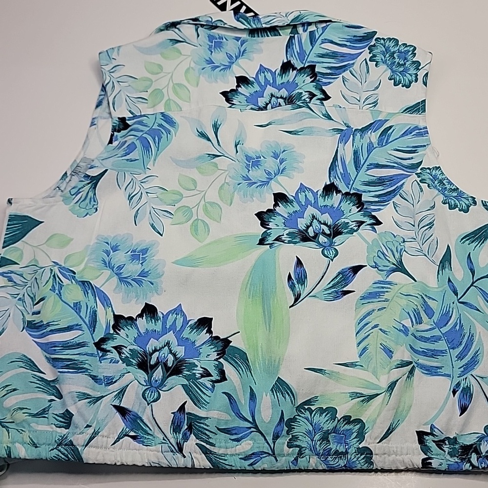 NVLT NWT TROPICAL FLORAL SLEEVELESS LINEN BLEND TOP SZ LARGE - Picture 7 of 13